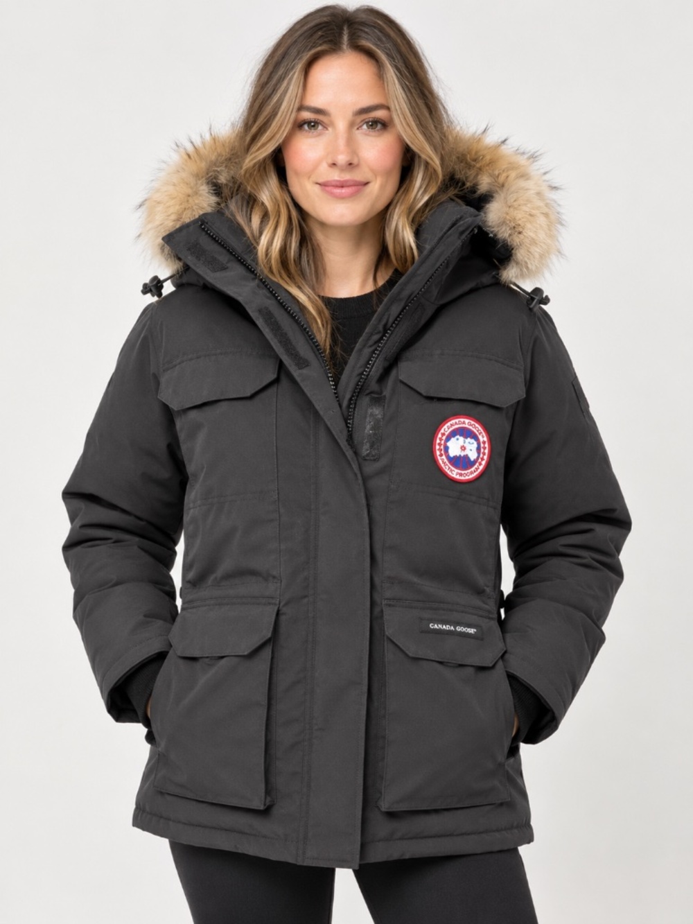 Canada Goose Women’s Expedition Parka 4660L - Black - Small - Genuine Coyote Fur